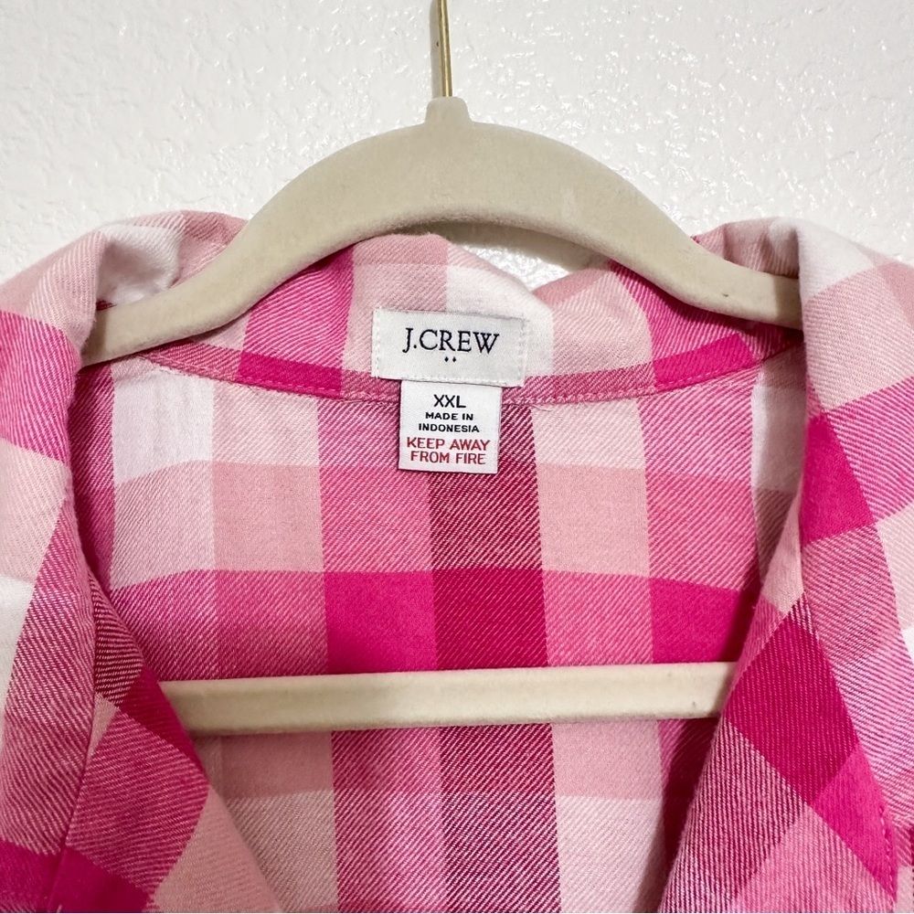 J. Crew Flannel Long Sleeve Pajama Top in Pink XXL - Picture 2 of 3